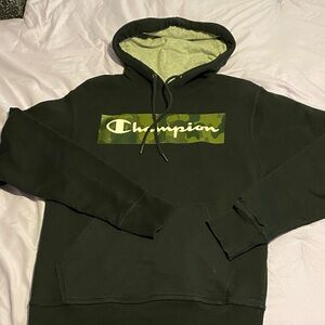 Champion Black and Green Camo Hoodie